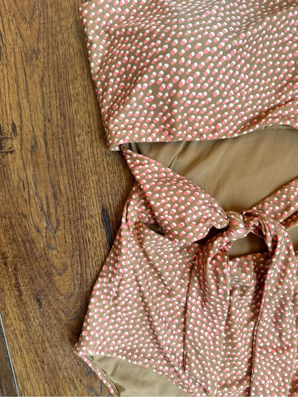 Aerie brown and pink side tie swimsuit